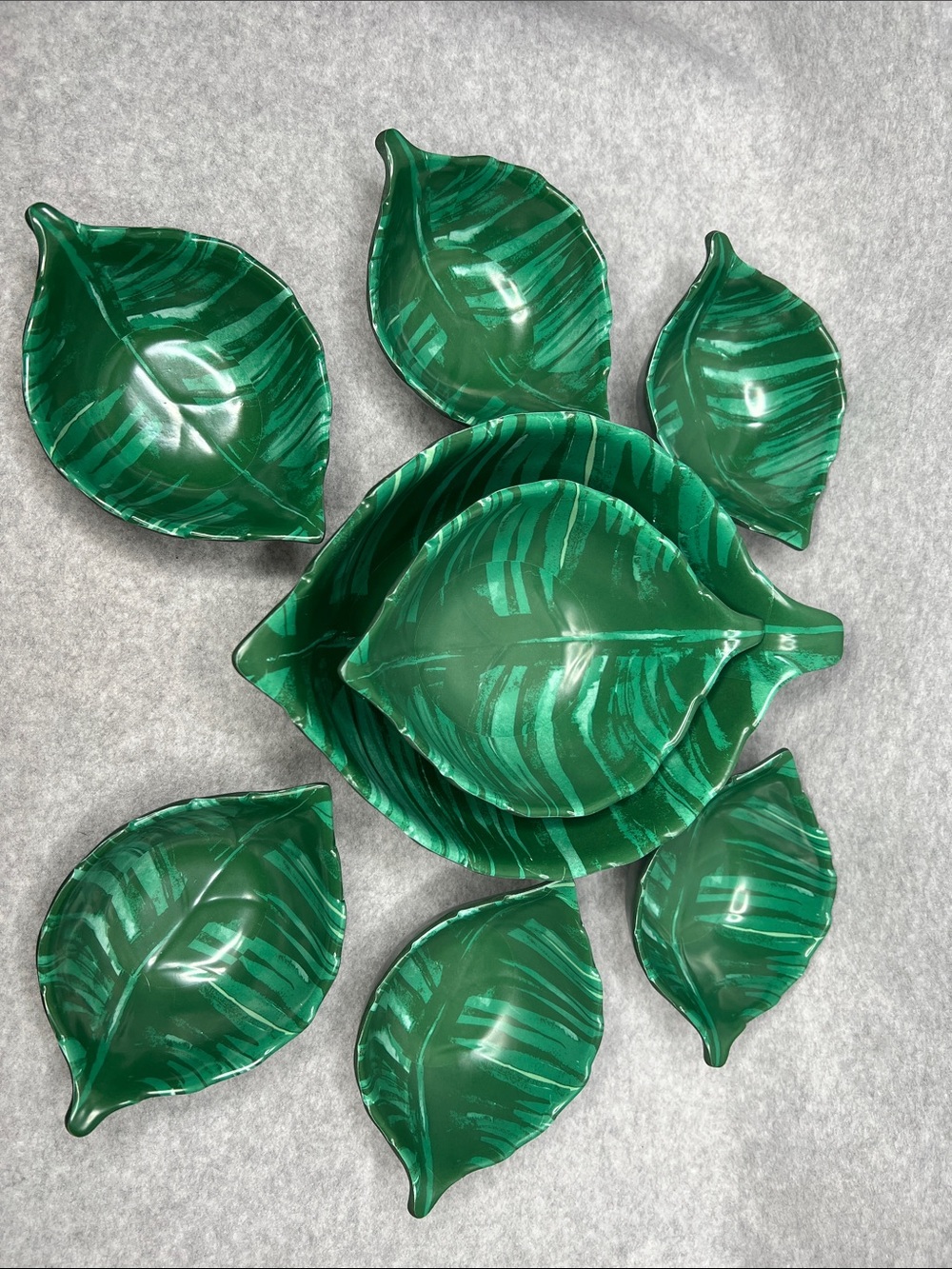 OpalHouse Bamboo Melamine Leaf Nesting Bowls Lot Of 8 Serving Snack Bowls Boho